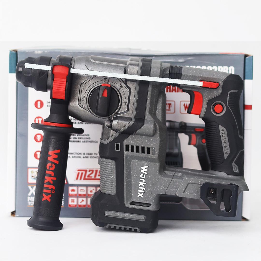 Máy khoan bê tông Workfix WF-RH2203PRO – Khoan chống rung AVS – Chống lật cổ tay Antikickback- combo kèm 2 pin 21v- 6.0ah tặng kèm 5 mũi khoan
