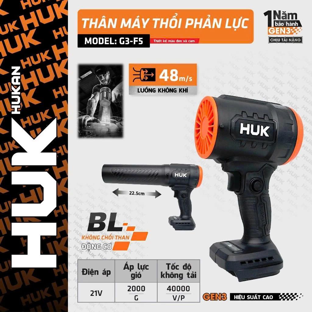 Máy Thổi Phản Lực Hukan G3 - F5 -  Động Cơ Phản Lực Không Chổi Than - Chân Pin Phổ Thông Bảo Hành 12 Tháng - lực gió 2kg