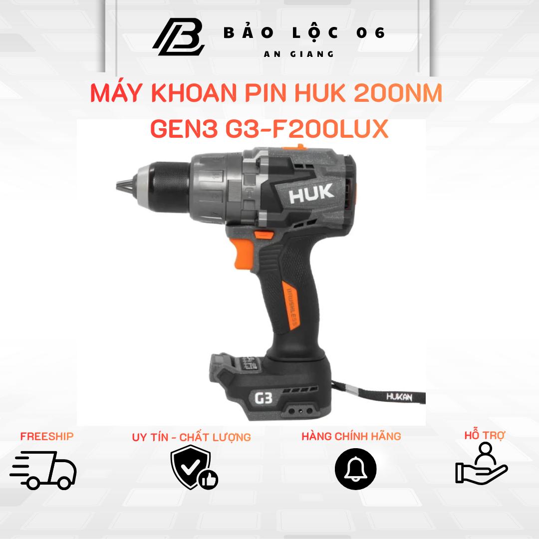 Máy Khoan Pin HUKAN 200Nm GEN3 G3-F200LUX | ĐỘNG CƠ KHÔNG CHỔI THAN – 200N.m | ANTI KICKBACK, Chống Lật cổ tay