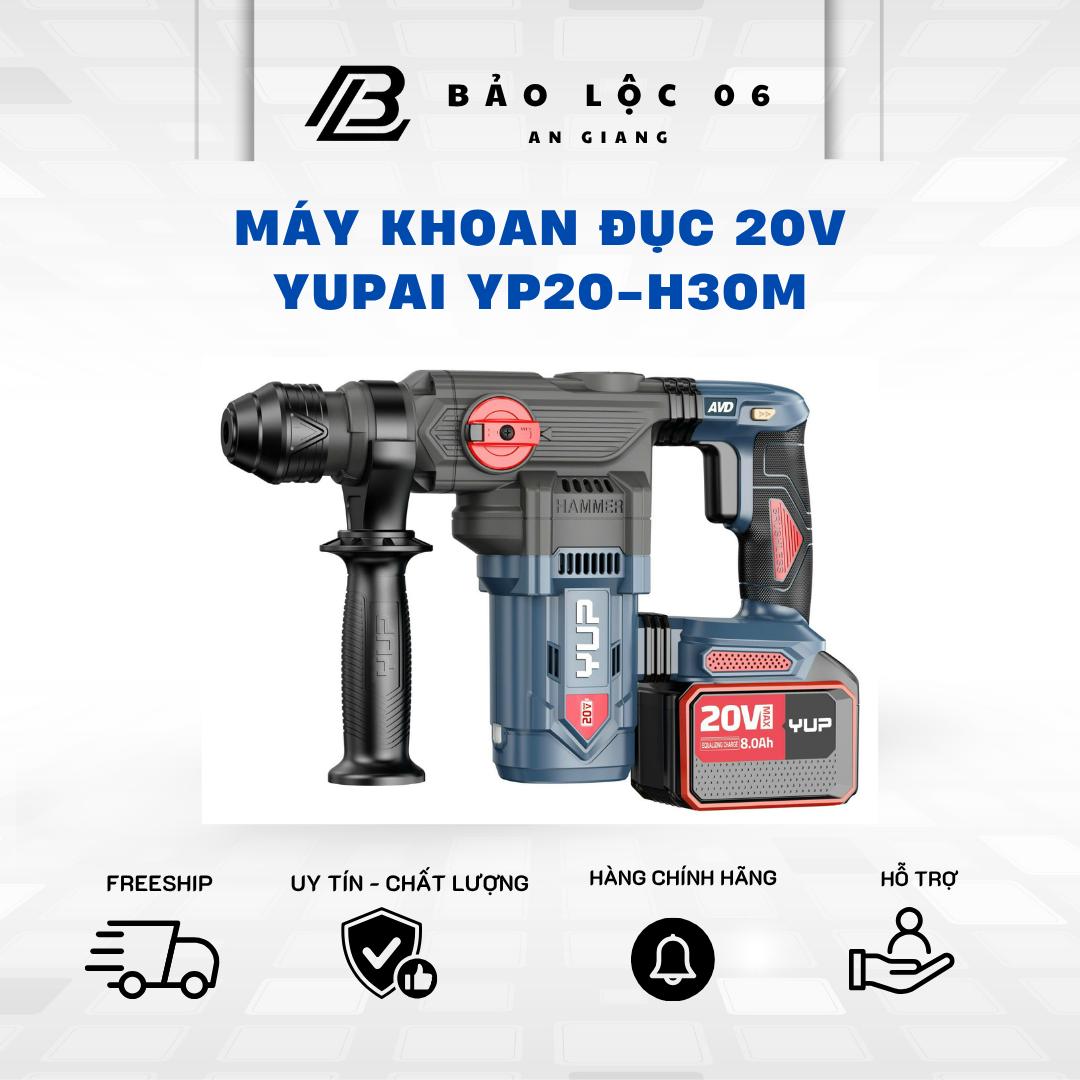Máy khoan đục bê tông 2 chức năng dùng pin YUPAI YP20-H30M- Lực đập 3,5J - mũi gài SDS-Plus- có giảm chấn AVD tặng kèm mũi dục nhọn và mũi đục dẹp